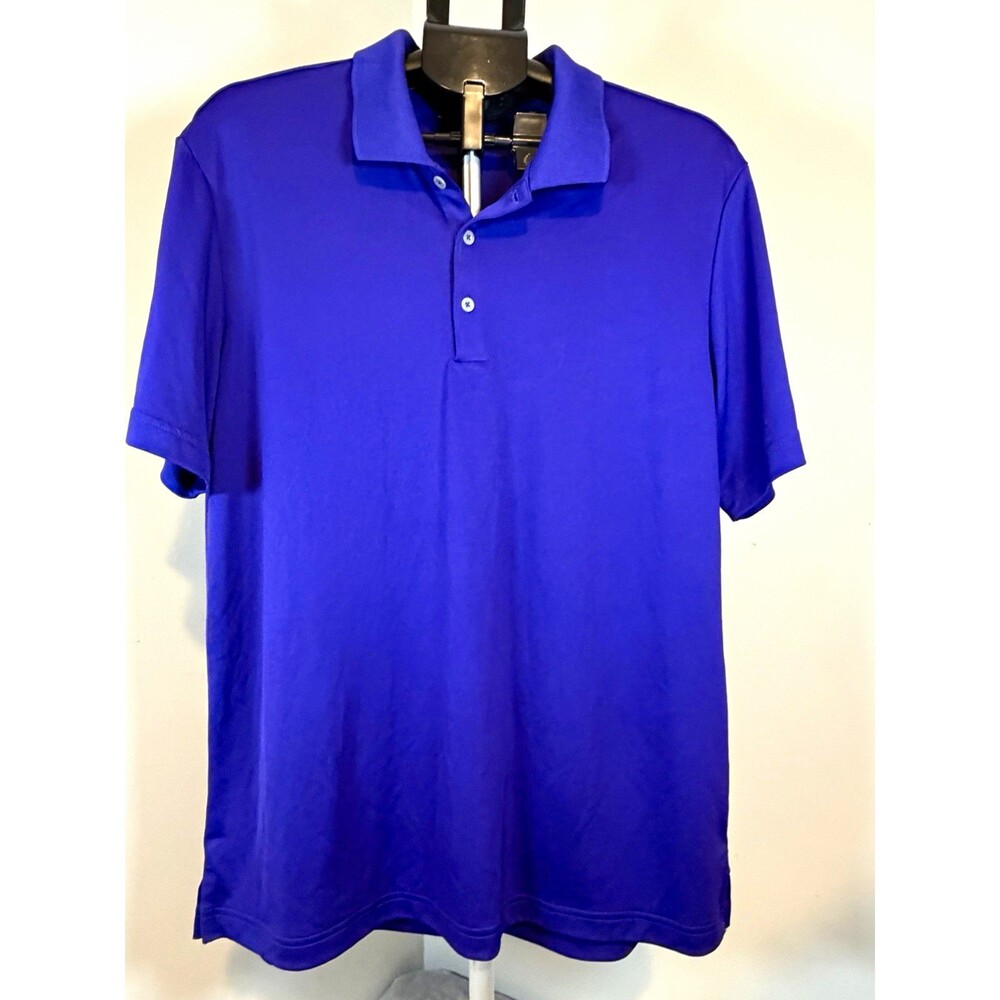 adidas Polo Men's L Purple Solid Short Sleeve Collared Button Logo